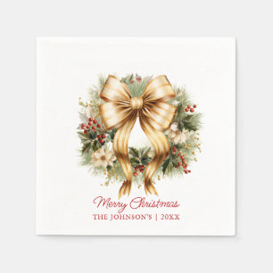 Serviette En Papier Élégante couronne d'or de Noël Joyeuses fêtes