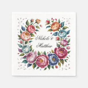 Serviette En Papier Élégante couronne florale de mariage