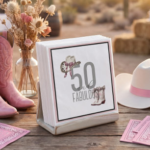Serviette En Papier Élégante cowgirl rose 50 ans et fêter un anniversa