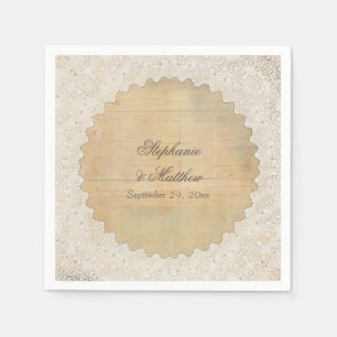 Serviette En Papier Elégante décoration de réception rustique dentelle
