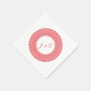Serviette En Papier Élégante dentelle de corail