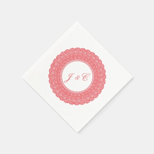 Serviette En Papier Élégante dentelle de corail (Coin)