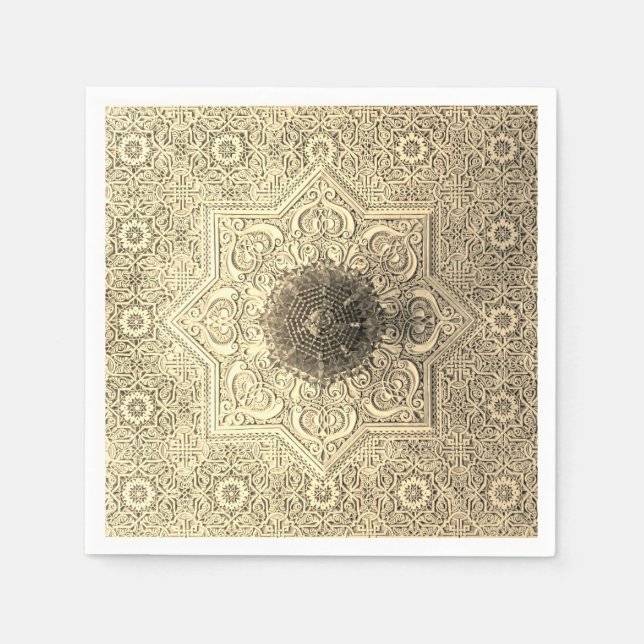 Serviette En Papier Élégante dentelle or Motif papier serviettes (Devant)