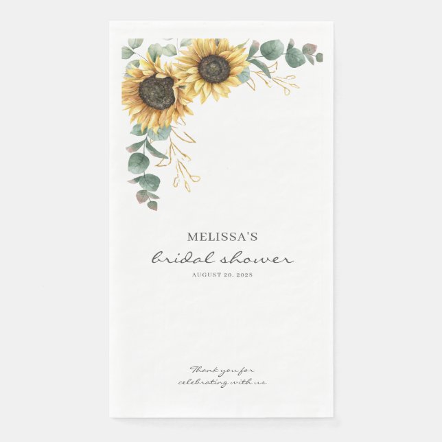 Serviette En Papier Élégante douche de mariage florale de tournesol d' (Devant)