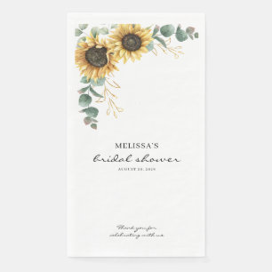 Serviette En Papier Élégante douche de mariée aux tournesols floraux d