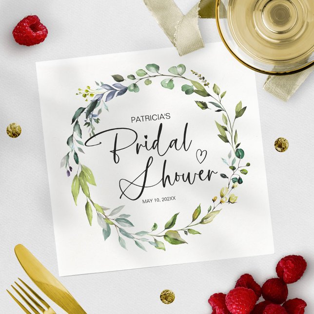 Serviette En Papier Élégante Douche de Mariée avec Verdure (Créateur téléchargé)
