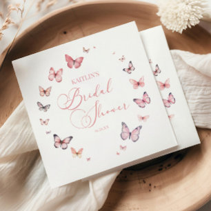 Serviette En Papier Élégante Douche de Mariée Papillon Rose Tendre 