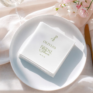 Serviette En Papier Élégante Douche de Mariée Vert Sauge