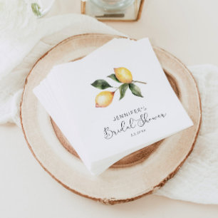 Serviette En Papier Elégante douche nuptiale citron aquarelle