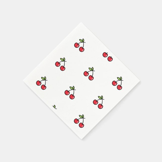 Serviette En Papier 🍒 Élégante et charmante Serviettes de cerise 🍒 (Coin)