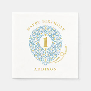 Serviette En Papier Elégante Faux Foil Lacy Balloon 1er anniversaire