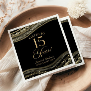 Serviette En Papier Élégante Fête d'anniversaire de 15 ans en Agate No