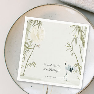 Serviette En Papier Elégante fête d'anniversaire de la grue de bambou