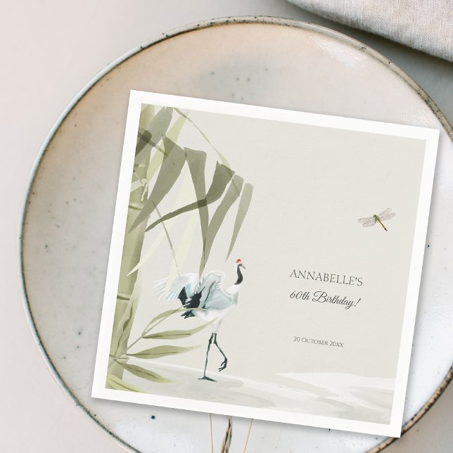 Serviette En Papier Elégante fête d'anniversaire de la grue de bambou  (Créateur téléchargé)