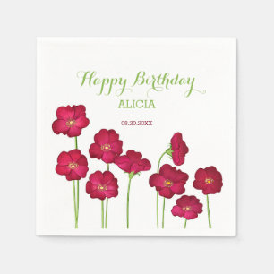 Serviette En Papier Élégante fête d'anniversaire du Fleur sauvage Red