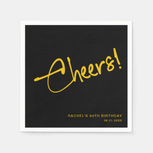 Serviette En Papier Élégante fête d'anniversaire Noir et Or