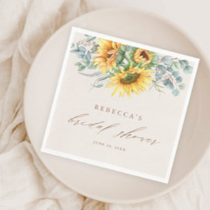Serviette En Papier Élégante Fête de Fiançailles Rustique Tournesol