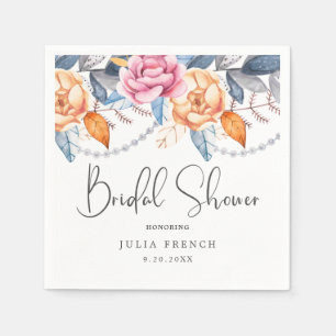 Serviette En Papier Élégante fête de la Fête des mariées florale Blush