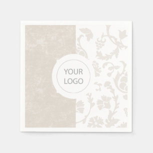Serviette En Papier Élégante Fête de Logo Floral Damassé Neutre