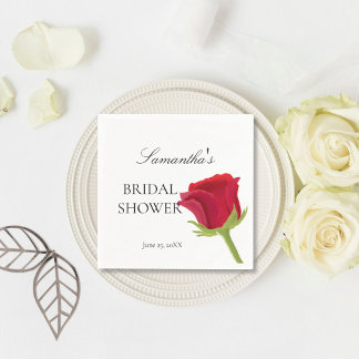 Serviette En Papier Élégante Fête de Mariage avec Rose Rouge