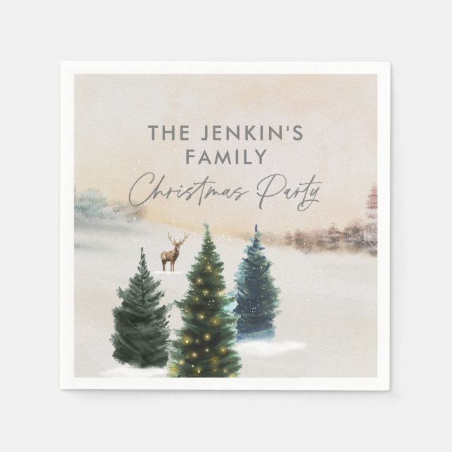 Serviette En Papier Élégante fête de Noël Winter Wonderland (Devant)