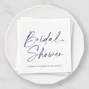 Serviette En Papier Elégante Fête des mariées blanche et marine Napkin