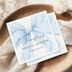 Serviette En Papier Elégante Fête des mariées Bleue Coquette Bow