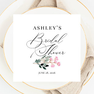 Serviette En Papier Elégante Fête des mariées d'aquarelle Fleur sauvag