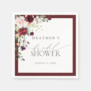 Serviette En Papier Elégante Fête des mariées d'aquarelle florale bord