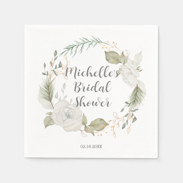 Serviette En Papier Élégante Fête des mariées de couronne de fleurs hi (Devant)