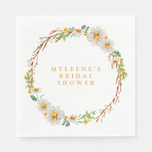 Serviette En Papier Élégante Fête des mariées de couronne de marguerit