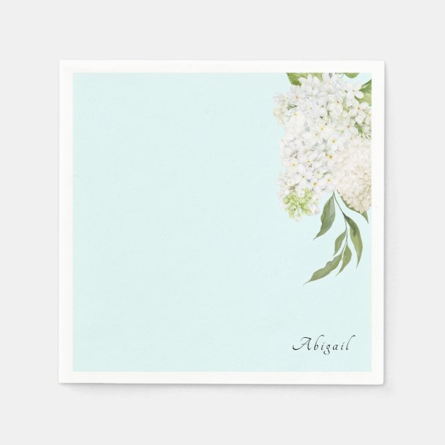Serviette En Papier Elégante Fête des mariées de mer blanche Hydrangea (Devant)