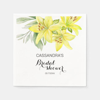 Serviette En Papier Élégante Fête des mariées fleurie de Lys jaunes pr