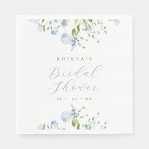 Serviette En Papier Elégante Fête des mariées florale bleu clair
