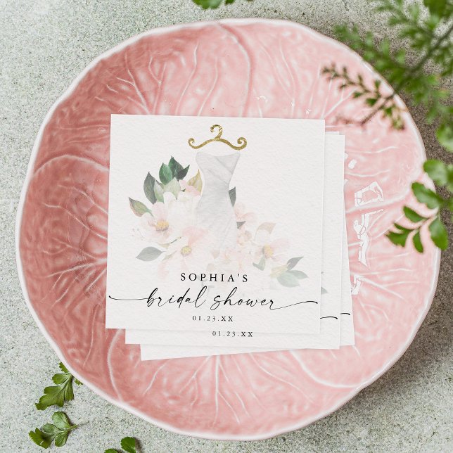 Serviette En Papier Élégante Fête des mariées florale Blush (Créateur téléchargé)