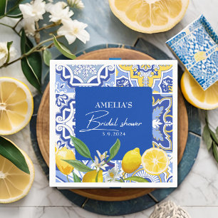 Serviette En Papier Élégante Fête des mariées Florale de citron médite