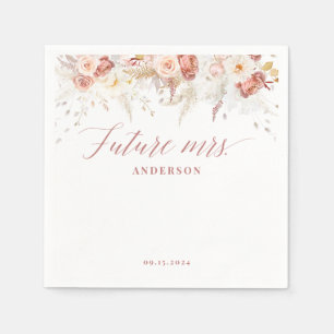 Serviette En Papier Elégante Fête des mariées florale Dusty Rose