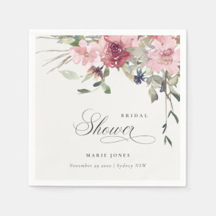 Serviette En Papier Elégante Fête des mariées florale Rose Dusky