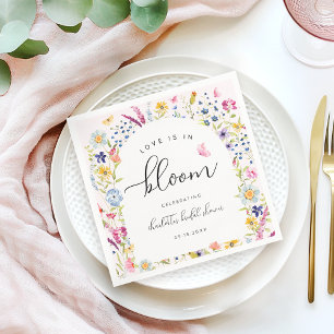 Serviette En Papier Élégante Fête des mariées rose florale
