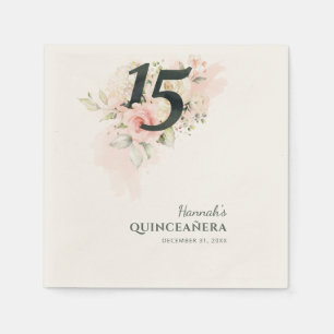 Serviette En Papier Élégante fête florale 15e anniversaire Quinceanera