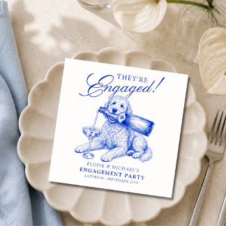 Serviette En Papier Élégante Fiançailles de Goldendoodle à la Chinoise