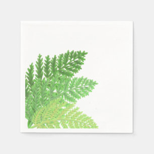 Serviette En Papier Élégante fougères vertes feuilles de bois
