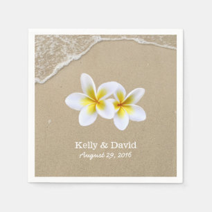 Serviette En Papier Elégante Frangipani Fleurs Plage Mariage