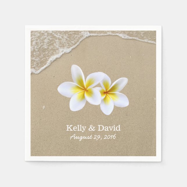Serviette En Papier Elégante Frangipani Fleurs Plage Mariage (Devant)