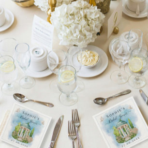 Serviette En Papier Elégante Gazebo fleurs colombes blanches Fête des 