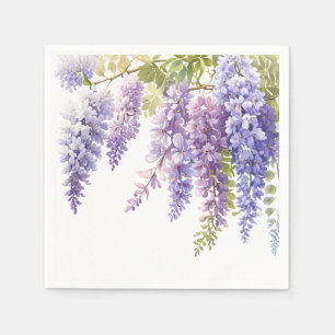 Serviette En Papier Elégante glycine violette d'aquarelle violet fleur