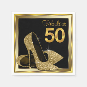 Serviette En Papier Elégante Gold High Heel 50e fête d'anniversaire