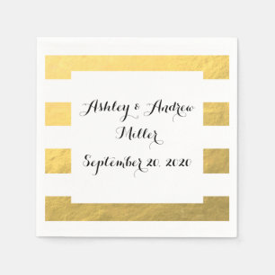 Serviette En Papier Élégante Grilles blanches Gold Foil imprimé