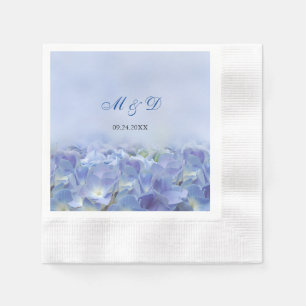 Serviette En Papier Élégante Hydrangea Blue Florals Mariages serviette