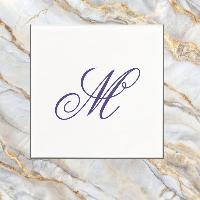 Serviette En Papier Élégante initiale de monogramme bleu marine  (Créateur téléchargé)